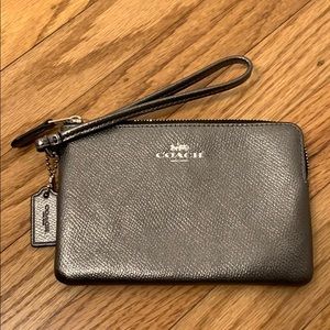 Coach wristlet silver metallic